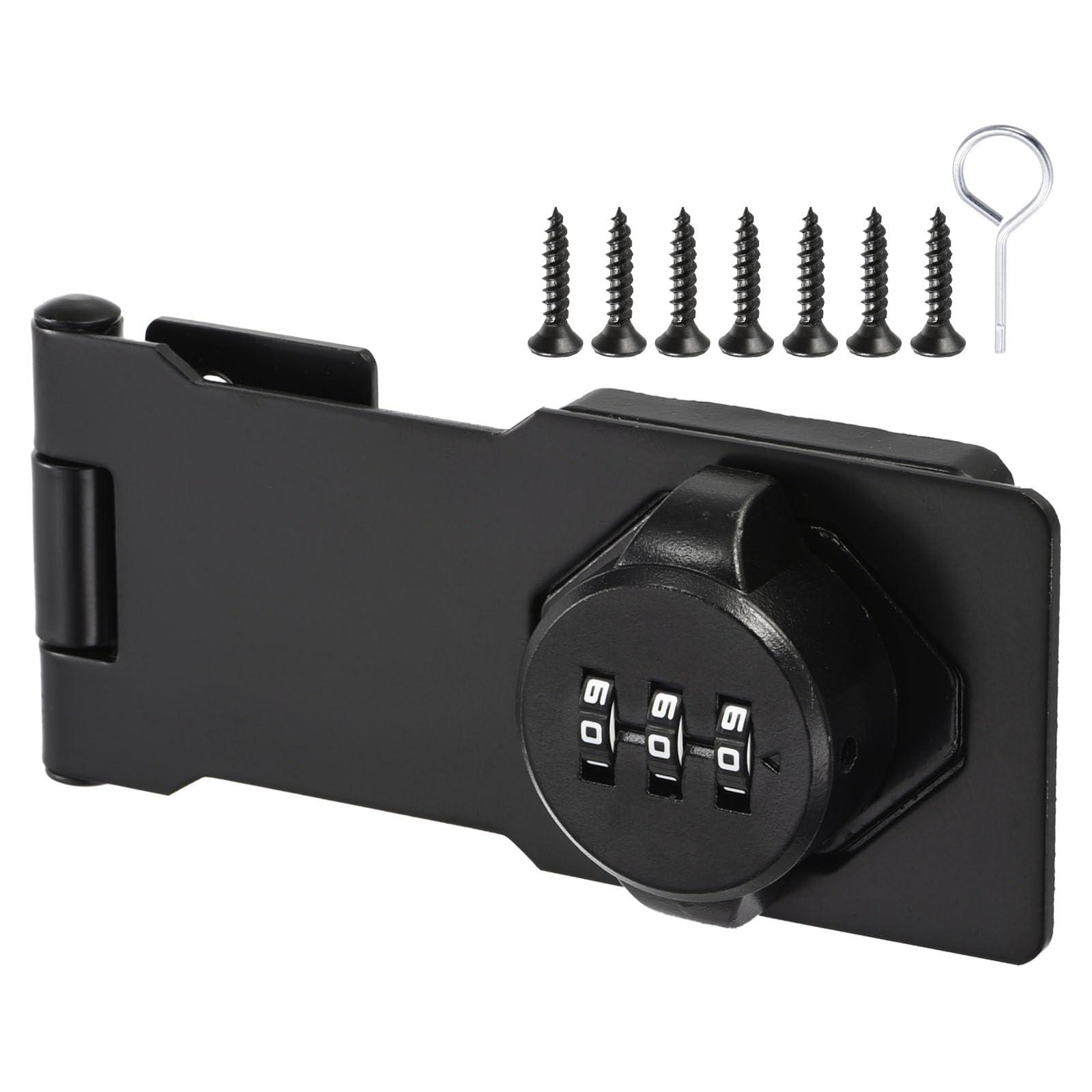 M METERXITY 1 Pack Password Rotary Hasp Lock, Cabinets Security Slide Latch Lock Zinc Keyless Combination Lock Apply to Drawer Cupboard Locker (Black)