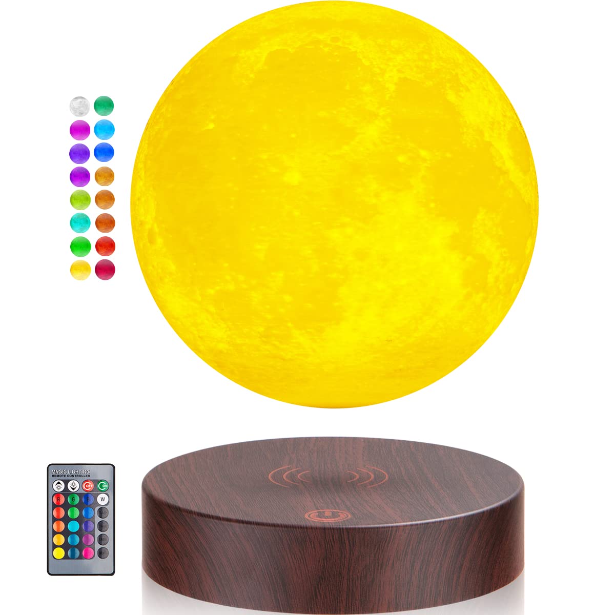 Levitating Moon Lamp, Magnetic Floating Moon Light with 16 Colors LED Lighting, Spinning in Air Freely 3D Moon Lamp Rotating Night Lights for Room Decor, Office Desk Toys, Creative Gifts