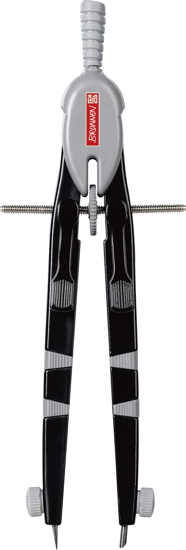 Brunnen 104954090 Spring Bow Compass Length 170 mm in Shatterproof Plastic Case with Transparent Lid Onyx Colour Code"Peak 4" (for Circles up to 38 cm Diameter