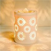 SALKING Ceramic Wax Melt Warmer, Electric Wax Warmer for Scented Wax, Candle Warmer Oil Burner with Edison Bulbs, Sunflower Fragrance Warmer Wax Cubes for Home, Bedroom, Birthday Gifts&ensp;for Women