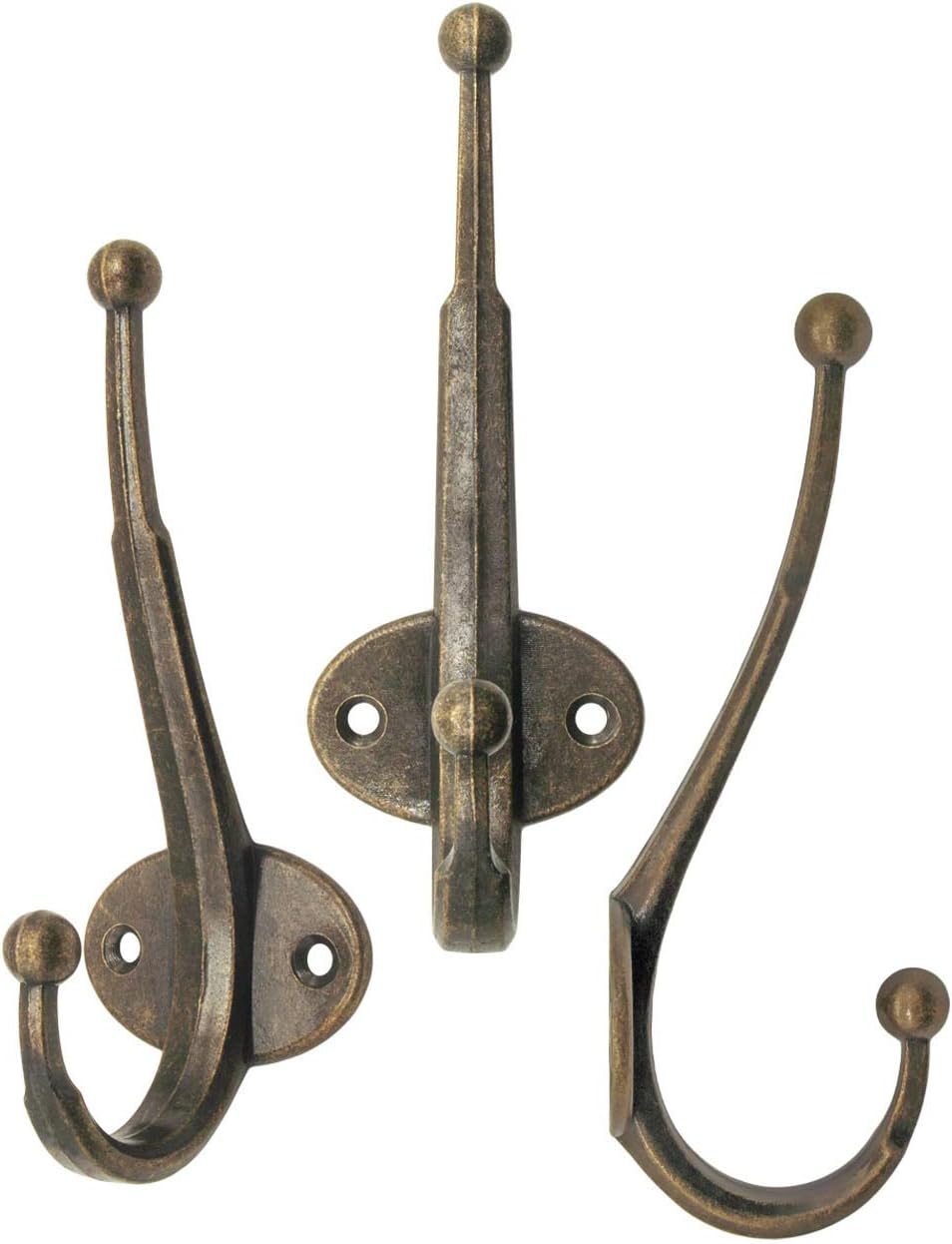 Fuxxer 3 x Classic Coat Hooks Iron Hooks Wall Hooks 12 cm Antique Bronze, 122 x 47 mm - Image 5