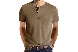 Lexiart Mens Fashion Henley Shirts Long Sleeve Button Cotton T-Shirt with Pocket