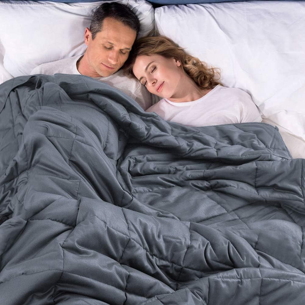 JOLLYVOGUE Weighted Blanket 25lbs for Adults,60 x 80Inches Twin or Full Sized Bed Heavy Blanket with 100% Soft Cotton and Glass Beads-Dark Grey