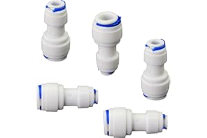 AIMATRUN Water purifier adapter, 1/4 "FPT x 3/8" pipe quick connector, outer diameter 1/4 to 3/8 inch quick push plastic pipe connector, suitable for reverse osmosis filtration RODI system 5PCS