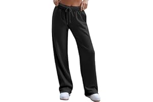 HeSaYep Women's Wide Leg Sweatpants 2025 Trendy Interior Drawstring Baggy Sweatpants High Waisted Casual Trousers Jogger Pant