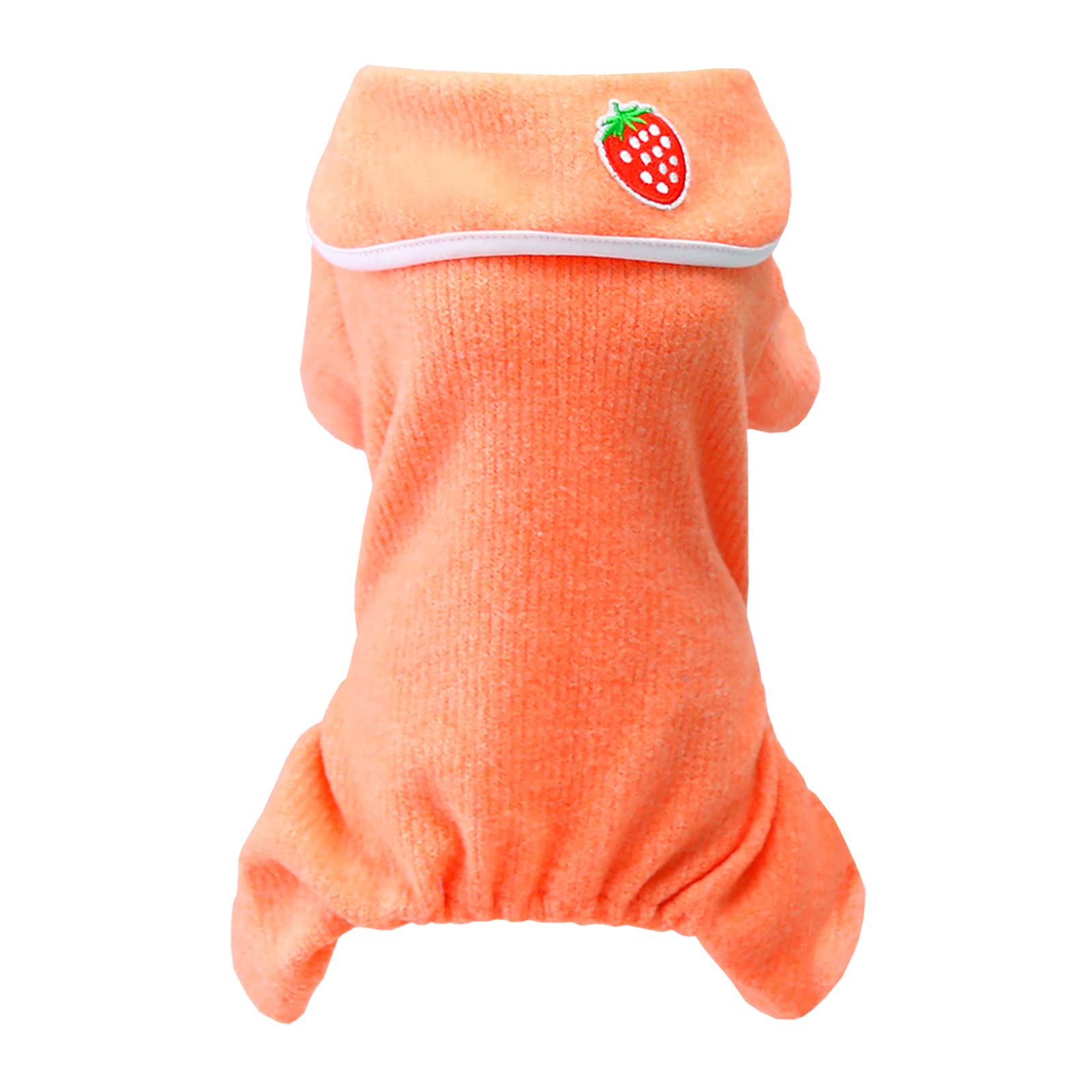 Izefia Dog Sweater Dog Clothes Autumn Winter Warm Sweat Shirt 4 Legs Jumpsuit Pajamas with Ribbon Simple Sweater for Small Dog Medium Dog Cat Orange M