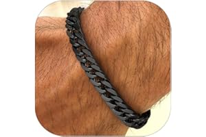 FaithHeart Stainless Steel Cuban Link Bracelet for Men, Gold Plated/Black/Silver Mens Chain Bracelet 8/12/17mm Width, 7.5/8.3/9.1 Inch Length Sturdy Wrist Bracelets Hip Hop Jewelry, with Gift Box