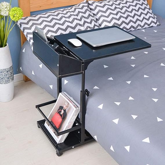 Overbed Table with Locking Swivel Wheels, Hospital Table
