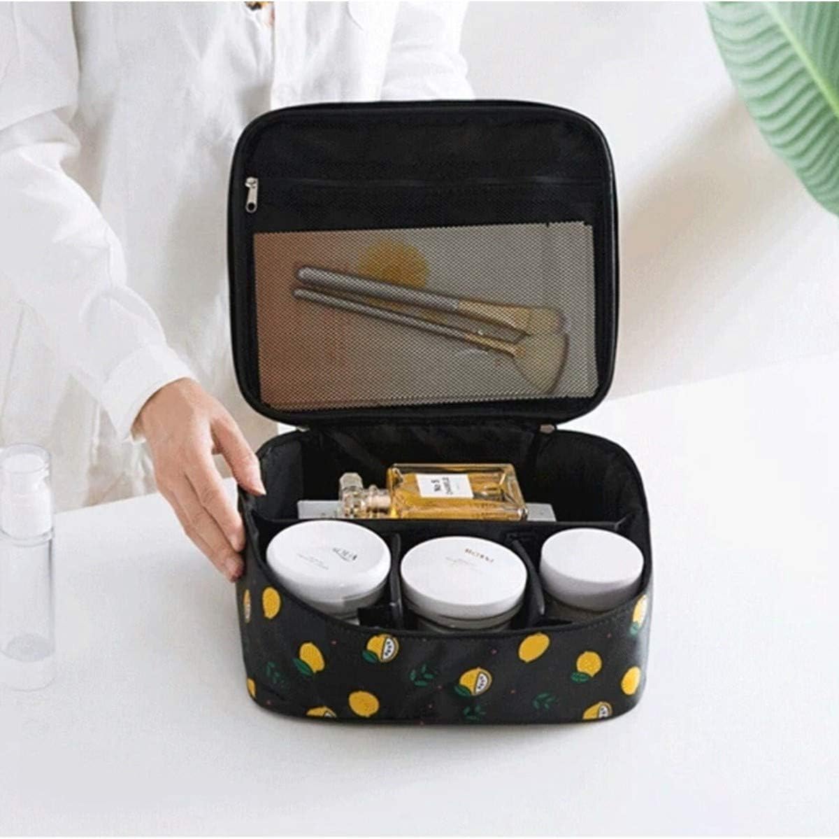 Portable Travel Makeup Cosmetic Bags Makeup Storage Toiletry Bags for Women, Makeup bag Organizer with Dividers , Large Travel Makeup Organizer for Girls Make Up Bag Brush Bags (Orange Flamingo)