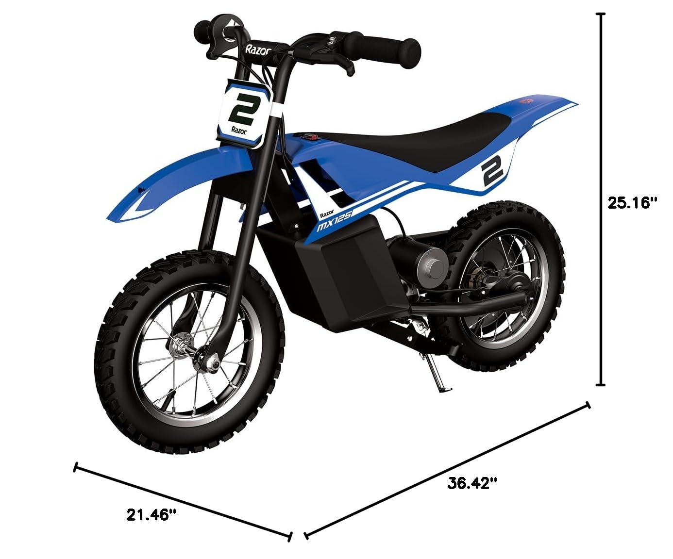 Razor MX125 Dirt Rocket Electric-Powered Bike with Authentic Motocross Geometry, Rear-Wheel Drive,100-watt, high-Torque, Chain-Driven Motor, for Kids 7+, Blue