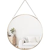 Dahey 11.8-inch Small Hanging Circle Mirror Wall Decor Gold Round Mirror with Hanging Chain for Bathroom Bedroom Living Room Dorm College Office, Gold