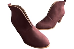 Womenyiaor Ankle Boots for Women, Women's Ankle Boots & Booties Fashion Ankle Booties Slip On Pointed Toe Chunky Stacked Mid Heel Booties Dressy Western Cowboy Boots Winter Shoes