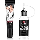 Curvlife 10g Semi-Solid Glue and 20ml Pinpoint Nail Glue Remover Kit | No UV Lamp Needed, Air-Dry Nail Glue Gel for Press on Nails, with Gentle Non-Acetone Remover, Long-Lasting Hold