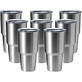 HASLE OUTFITTERS 30oz Stainless Steel Tumbler, Double Wall Vacuum Insulated Travel Mug Tumbler, Durable Insulated Coffee Mug, Gift Box Set (Silver, 8)