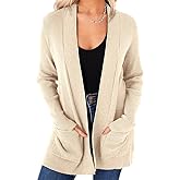 imesrun Womens Open Front Cardigans Casual Long Sleeve Classic Knit Sweater Outerwear with Pockets