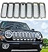 Bolaxin Chrome Silver Front Mesh Grille Grill Mesh Grille Insert Kit Compatible for Jeep Patriot 2011-2017 - 7 PCS