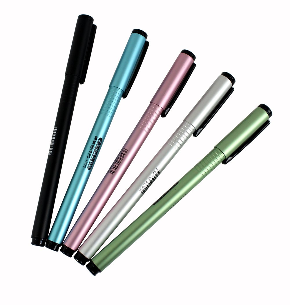 5 PCS Hero 1303 Fountain Pens Diversity Color (Black, Blue, Pink, Silver, Green) Pen Set Well Balance Smooth Writing