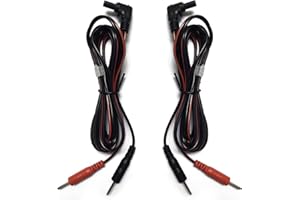 OUDYSCARE TENS Unit Replacement Lead Wires - Compatible with TENS 7000, Nicwell Care - (Not Fit EMPI Device) Electrode Cables with DC Head 2.35mm Plug, Standard 2mm Male Pin Connectors -2 Pieces/Pack