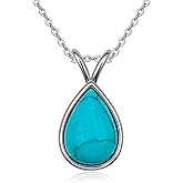 QMTIHU Genuine Turquoise Necklace for Women S925 Sterling Silver Turquoise Pendant Jewelry Gift for Mom