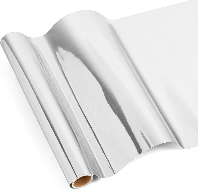 IModeur Glossy Silver Permanent Vinyl Roll 30.5 x 122 cm Adhesive Vinyl