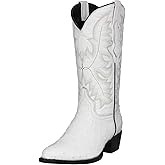 Texas Legacy Mens White Western Cowboy Boots Ostrich Quill Print Leather J Toe