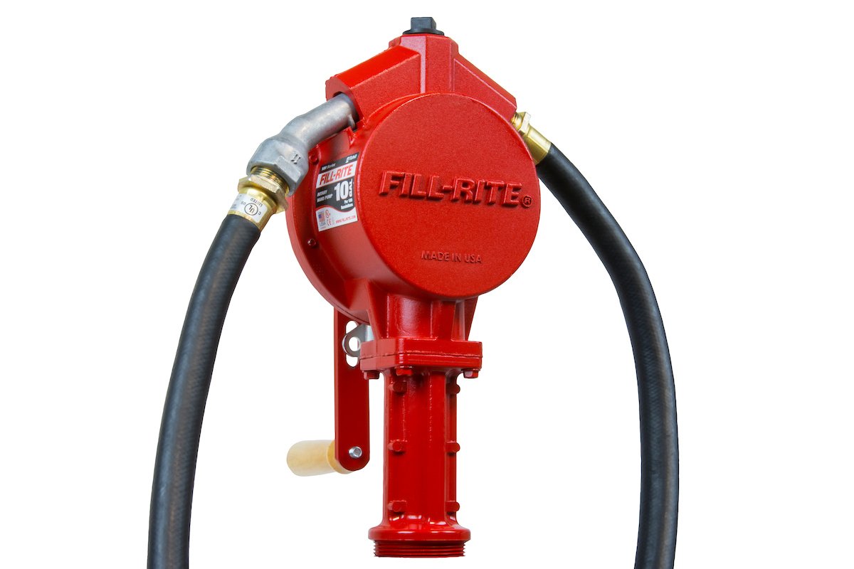 FillRite FR112 Rotary Vane Hand Pump with Discharge Hose, Nozzle Spout