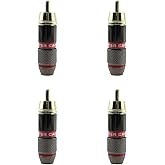 Maxmoral 4PCS Audio Adapter High End RCA Gold Plated Solder Terminal Connector RCA Male Plug for Stereo TV Amplifier and Compact Disc