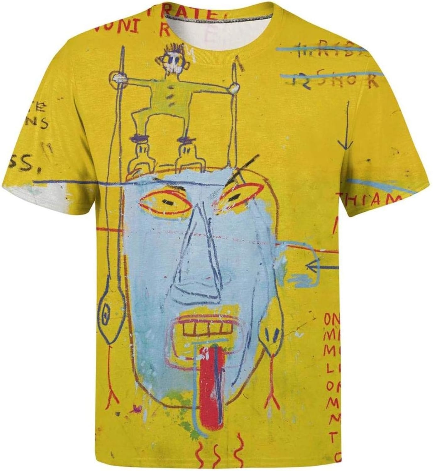 Amazon.com: Mens Tops Jean-Michel-Basquiat-Graffiti-Onion-Gum-1983- Crewneck T-Shirt Printing 