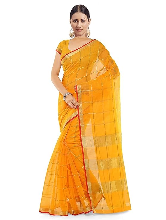 Women Elegant Kotadori Checked Zari Woven saree with blouse