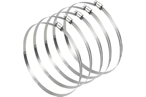 BTGOU 10 Inch Hose Clamps, 5 Pack Stainless Steel, Adjustable Heavy Duty Metal Worm Gear Hose Clamps, Pipe Clamps for Air Duc
