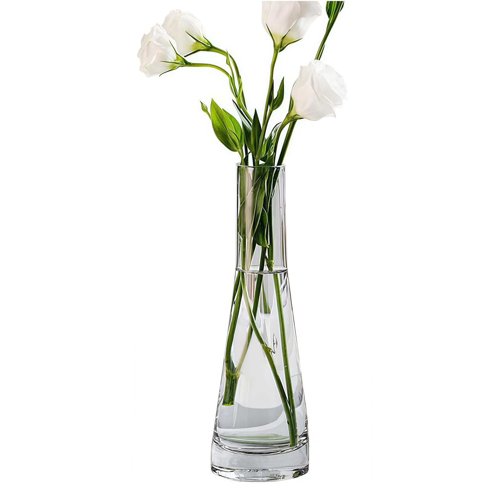 Handmade Blown Glass Art Bud Vase Clear Small Decorative Flower Vase Single Stem Vase Bottle for Centerpieces Wedding Party Home Table Decor (Clear) — image 1
