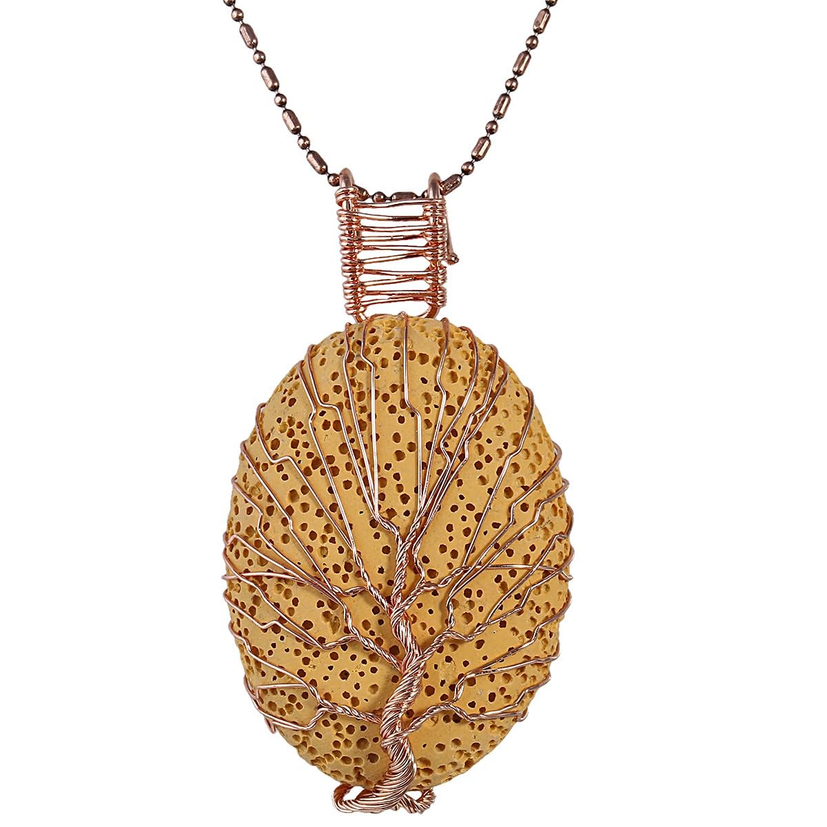 KYEYGWO Tree of Life Stone Pendant for Women, Handmade Wire Wrapped Healing Crystal Necklace for Jewelry