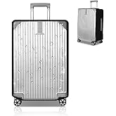 T Tersely Travel Suitcase Protector Cover, 20/24/26/28/30 Inch Clear Suitcase Covers for Luggage 0.3mm PVC Luggage Cover Protector and Black Stretch Cloth (28 inch)
