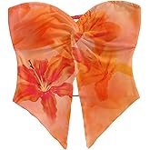 Milumia Women Floral Bandeau Tops Going Out Twisted Front Strapless Crop Tube Tops