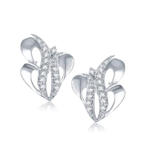 VK Jewels V B Design Rhodium plated Earrings - ER1028R [VKER1028R]