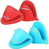 Acronde 2 Pairs Mini Oven Gloves Silicone Heat Resistant Cooking Pinch Mitts Potholder for Kitchen Cooking & Baking (Red and 