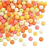 PONABEADIY 1 Box 10MM 200PCS Yellow Matte Resin Beads with Holes Chunky Imitated Silicone Acrylic Balls Summer Loose Spacer Bead Bulk for Jewelry Making Earrings Bracelets Necklaces DIY Craft Supply