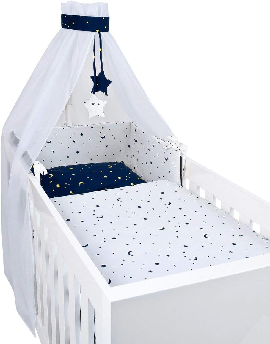 Bornino Home Ensemble De Lit Bebe 4 Pieces Lune Etoiles Accessoires De Lit Multicolore Bornino Home Amazon Fr Bebes Puericulture