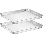 Wildone Baking Sheet Set of 2 - Stainless Steel Cookie Sheet Baking Pan, Size 12 x 10 x 1 inch, Non Toxic & Heavy Duty & Mirror Finish & Rust Free & Easy Clean