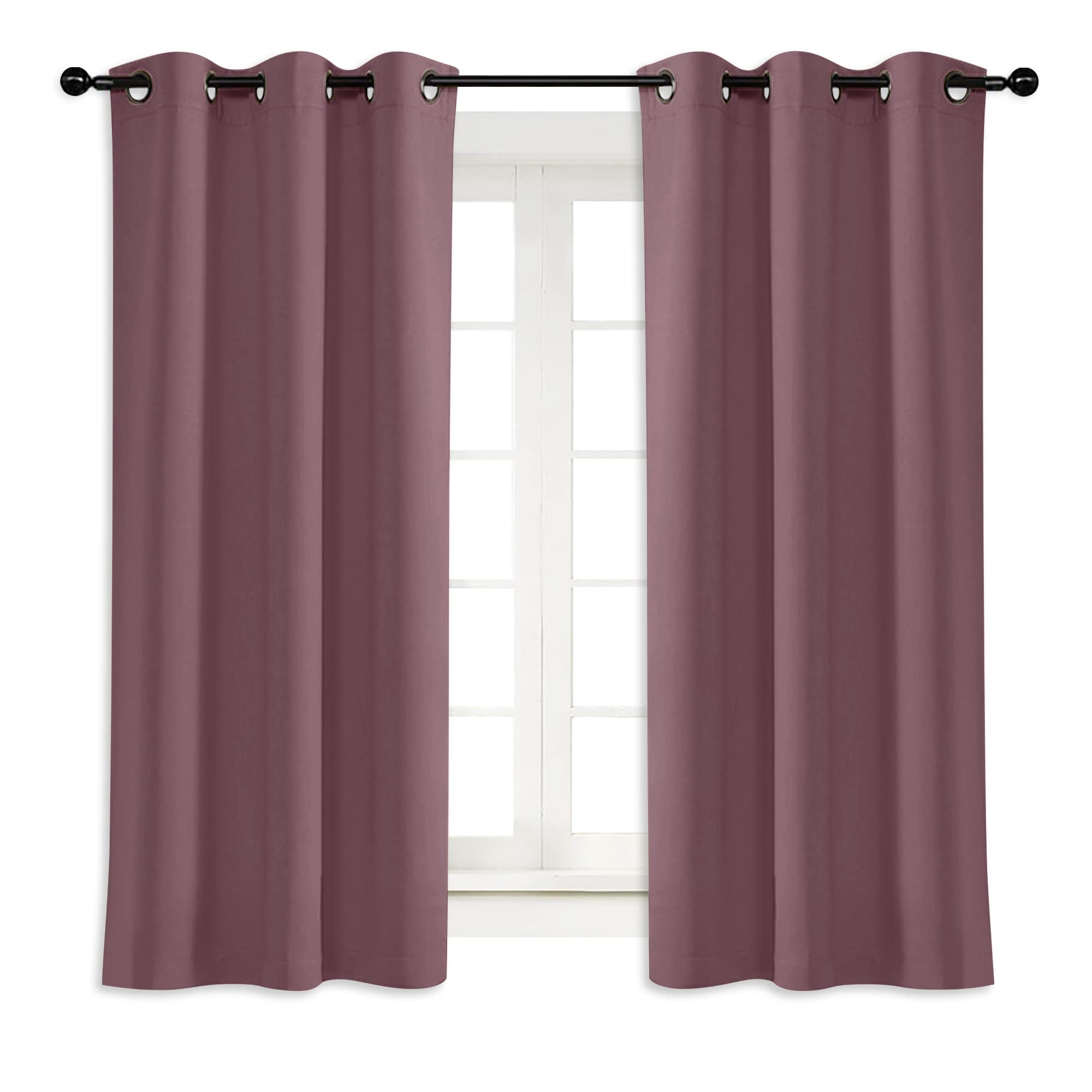 Photo 1 of NICETOWN Kitchen Blackout Window Curtain Panel, Dry Rose, 1 Panel, 42 by 63 inches Long, Home Fashion Thermal Insulated Solid Grommet Room Darkening Drape for Apartment