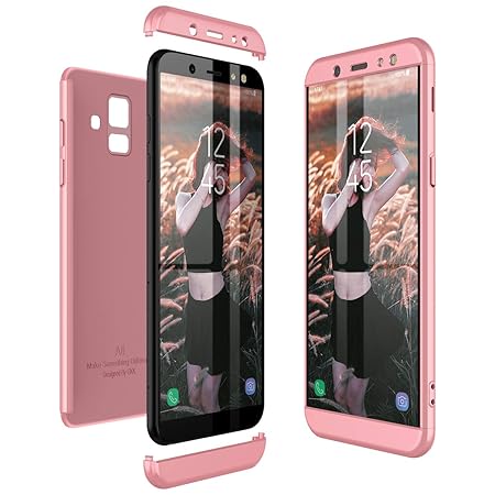 CE-Link Samsung Galaxy A6 2018 Hülle Hardcase 3 in 1 Handyhülle 360 Grad Grad Full Body Case Cover Schutzhülle Bumper - Rose 