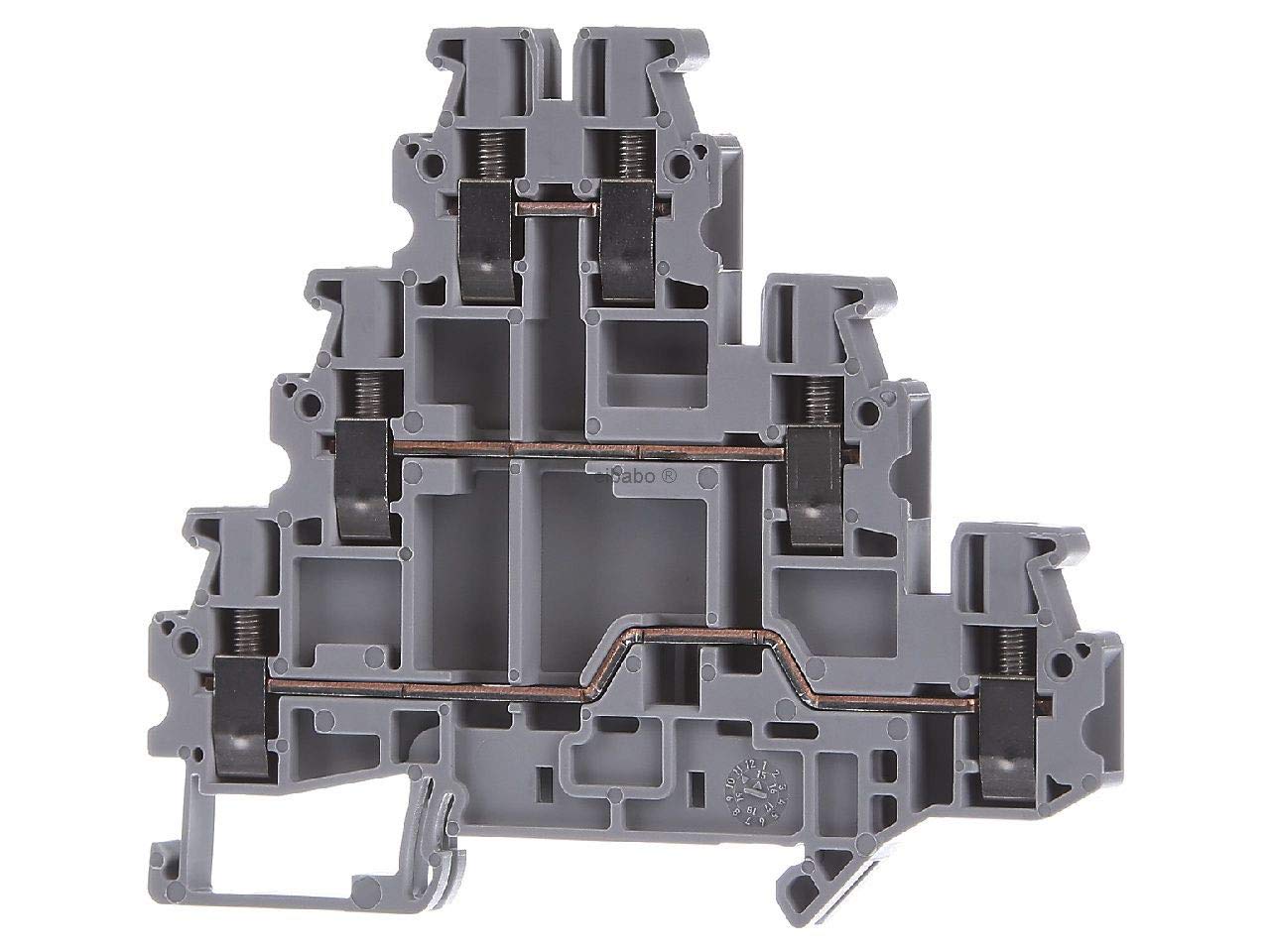 Phoenix Contact UT 2.5-3L multi-stage terminal block with screw connection, 6 number of connections, AWG 26-12, 2.5mm² nominal cross section, grey, 1 piece