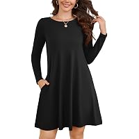 chinese dress ladies MOLERANI Women's Casual Simple Long Sleeve T-Shirt Loose Dress, Black, S at  Amazon Women's Clothing store