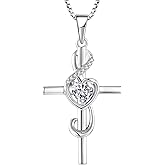 STARCHENIE Women's Note Cross Necklace Sterling Silver Crucifix Pendant Treble Clef Jewelry for Music Lover