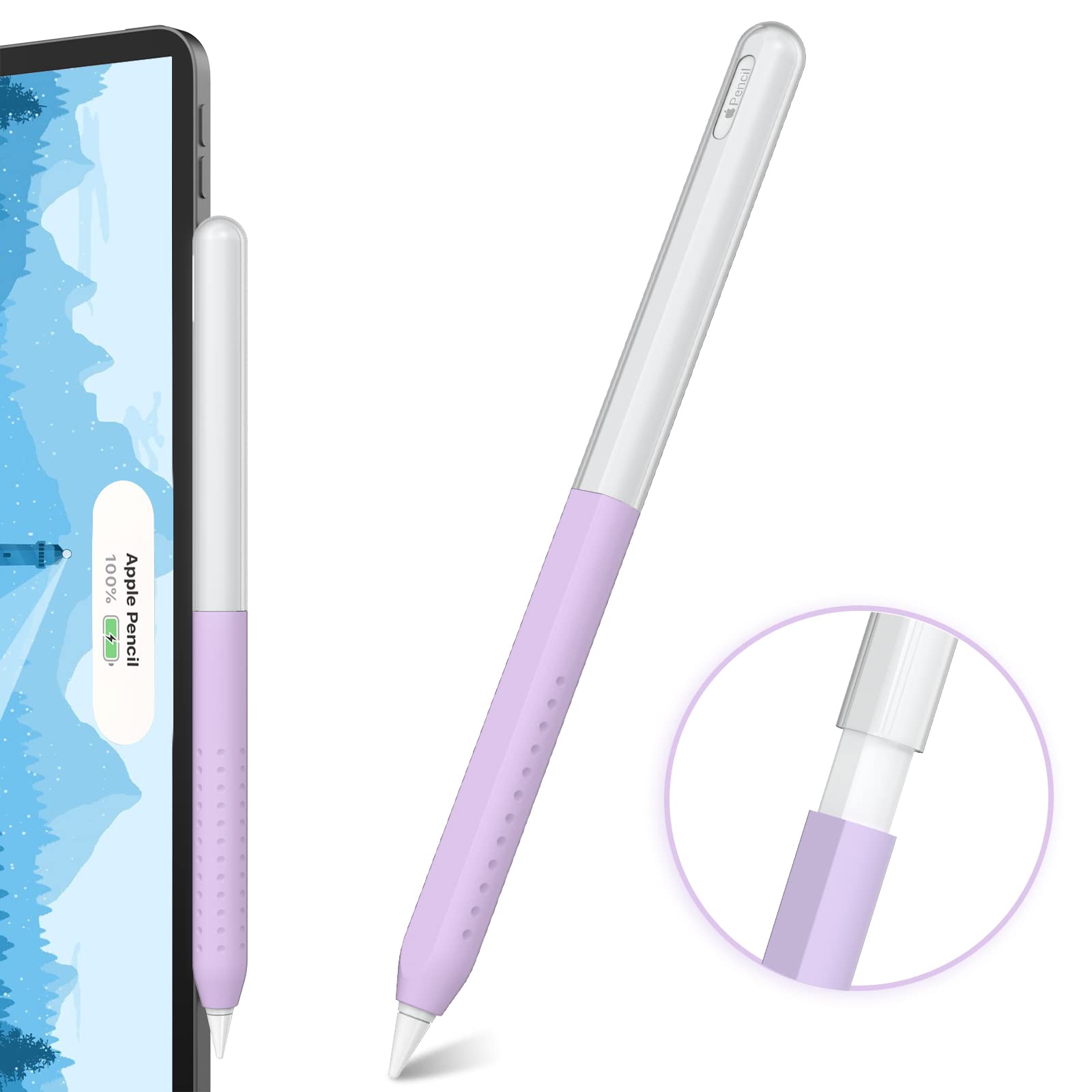NIUTRENDZ Ultra Thin Case for Apple Pencil 2nd Generation Grip Cover Accessories Translucent Duotone Design Compatible with Magnetic Charging and Double Tap (Apple Pencil 2nd Generation, Purple)