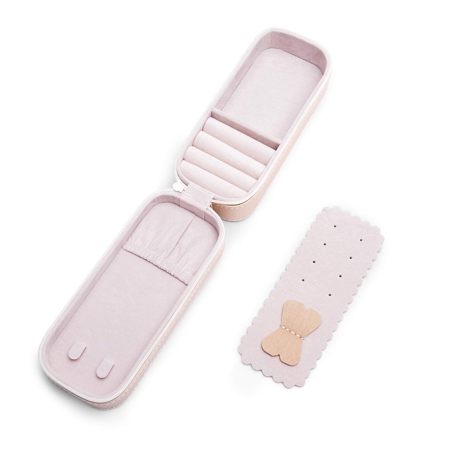 Jewellery Box Travel PU Leather Jewellery Box Portable Jewellery Storage Box for Rings Earrings Women's Small Jewellery Box (Champagne)