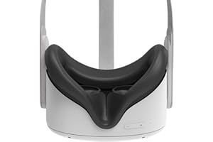 AMVR Face Cushion Pad Replacement Compatible with Oculus Quest 2, Silicone Cover, Sweatproof Washable Lightproof Anti-Leakage VR Face Plate Mask Accessories (Black, Only Cover)