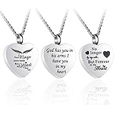 3 Pack Urn Necklace for Ashes Memorial Cremation Jewelry Ashes, Heart Silver Locket Stainless Steel Urns Pendant Keepsake with Different Words & Funnel Kit Bag