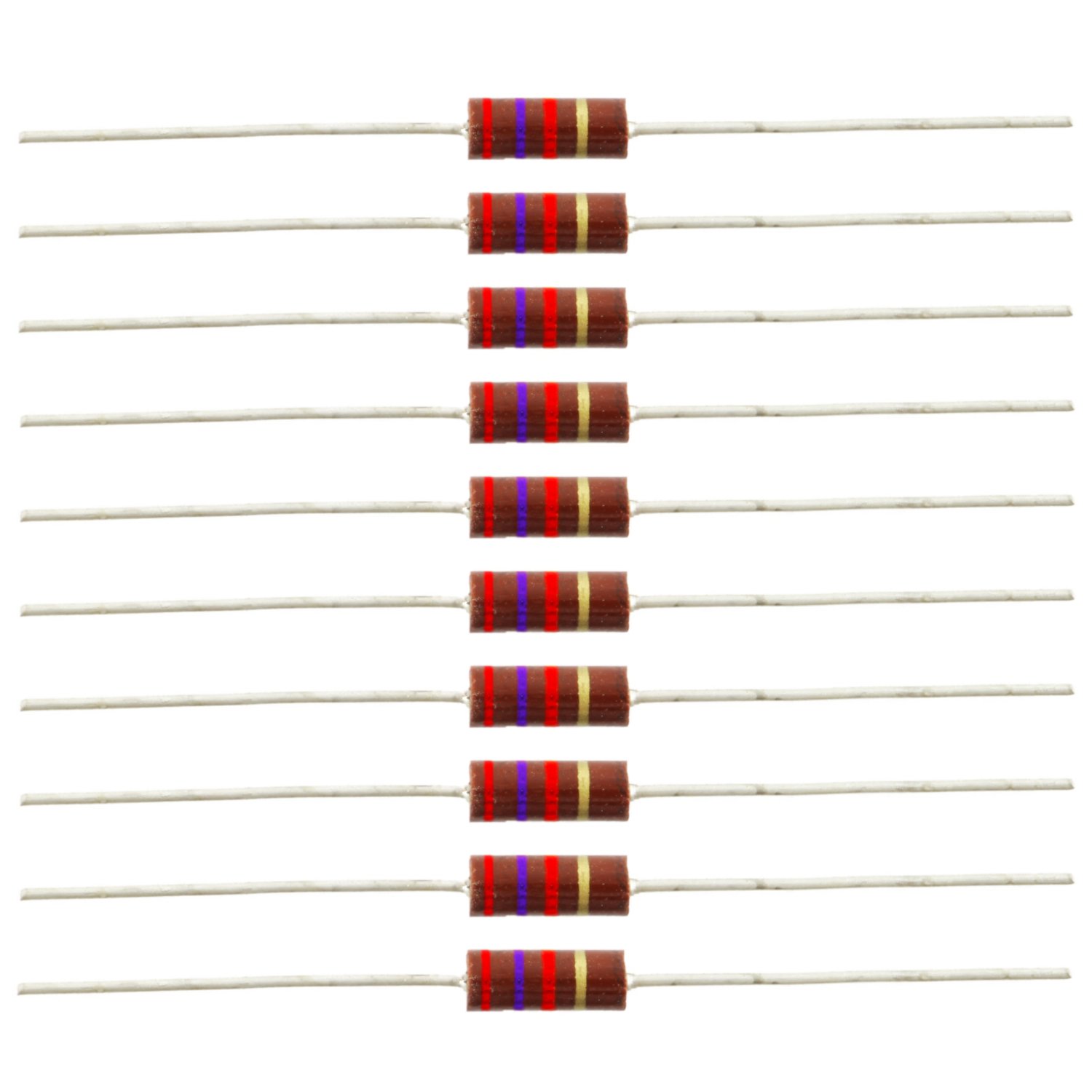 1/2 Watt Carbon Comp Resistors, 2.7K ohm, Pkg. of 10