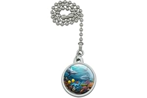 GRAPHICS & MORE Coral Reef Ocean Scene Dolphin Turtle Shark Stingray Fish Ceiling Fan and Light Pull Chain